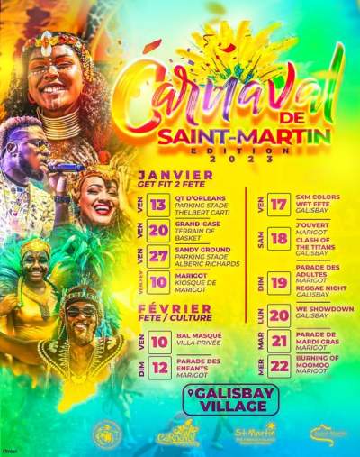 Carnaval Saint Martin 13 janvier au 22 février 2023