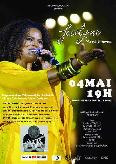 Jocelyne  Mi tché mwen- Soirée avec documentaire musical-Toulouse-4 mai 2019