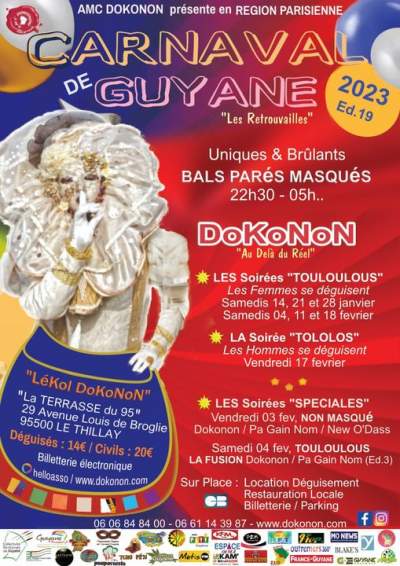 Carnaval de Guyane en Île-de-France avec DOKONON janvier et février 2023